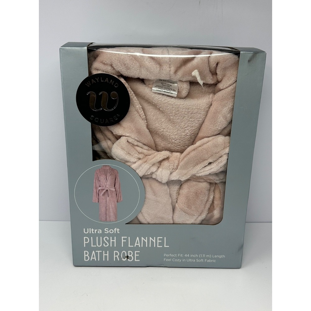 NEW! Wayland Square Ultra Soft Plush Bath Robe 44" Long Pink One Size